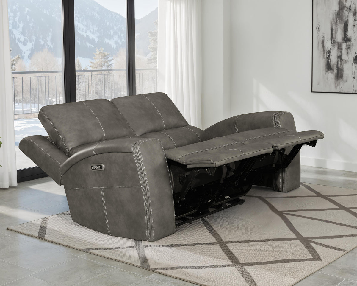 Brickston Triple Power Reclining Sofa, Loveseat & Swivel Glider Recliner - Power Reclining Loveseat