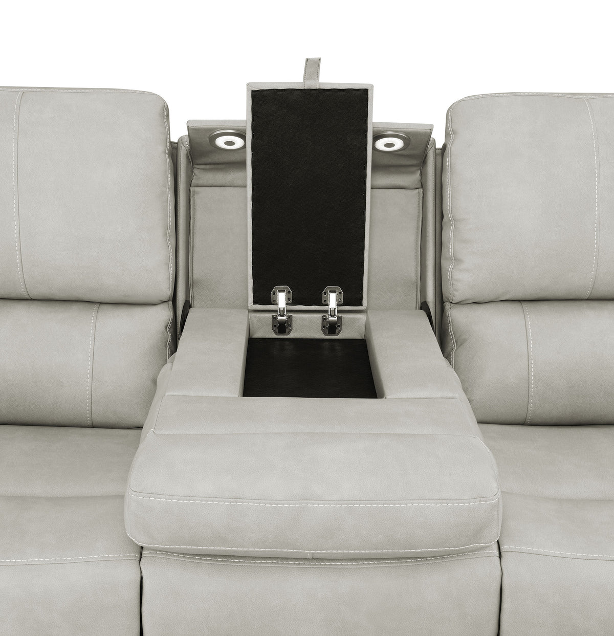 Brickston Triple Power Reclining Sofa, Loveseat & Swivel Glider Recliner - Zero Gravity Grey Leatherette – view 15