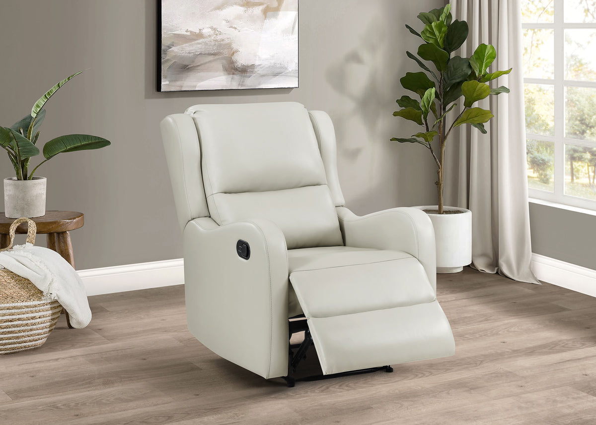 Kelsey English Arm Recliner Chair - Manual Recline in Ivory Faux Leather – view 3