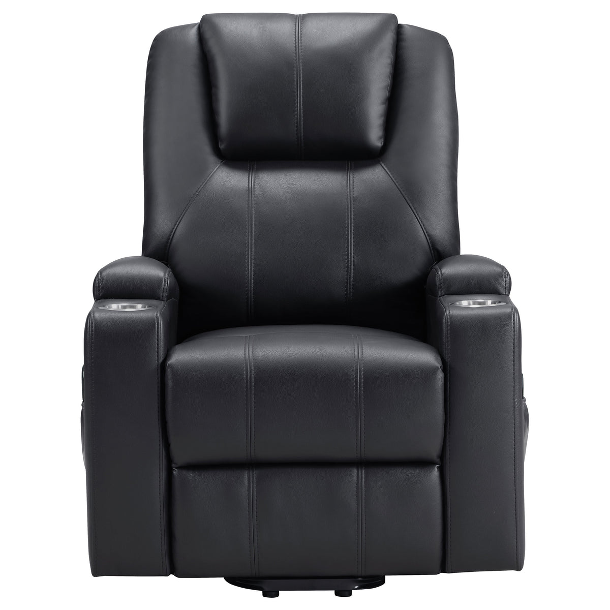 Armstrong Power Lift Recliner with Massage & Heat - Espresso Faux Leather with Cup Holders & Side Pockets – view 7