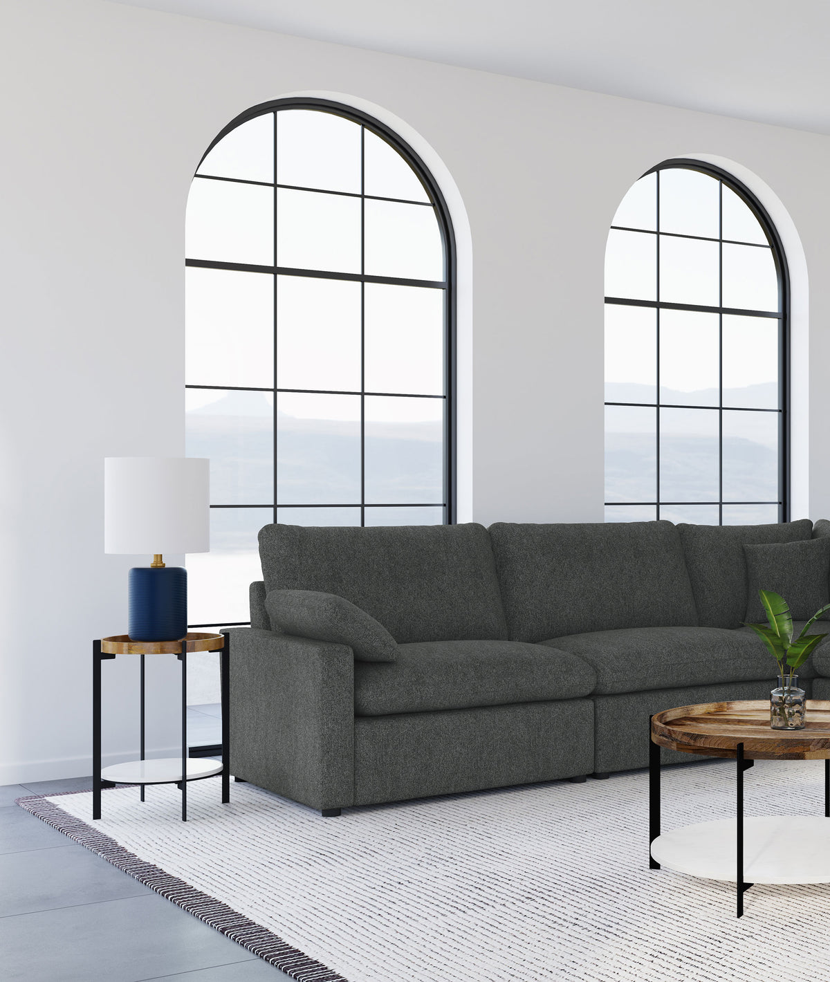 Collins Modular Power Reclining Sectional, Sofa & Home Theater Seating - Dark Grey Fabric - lifestyle
