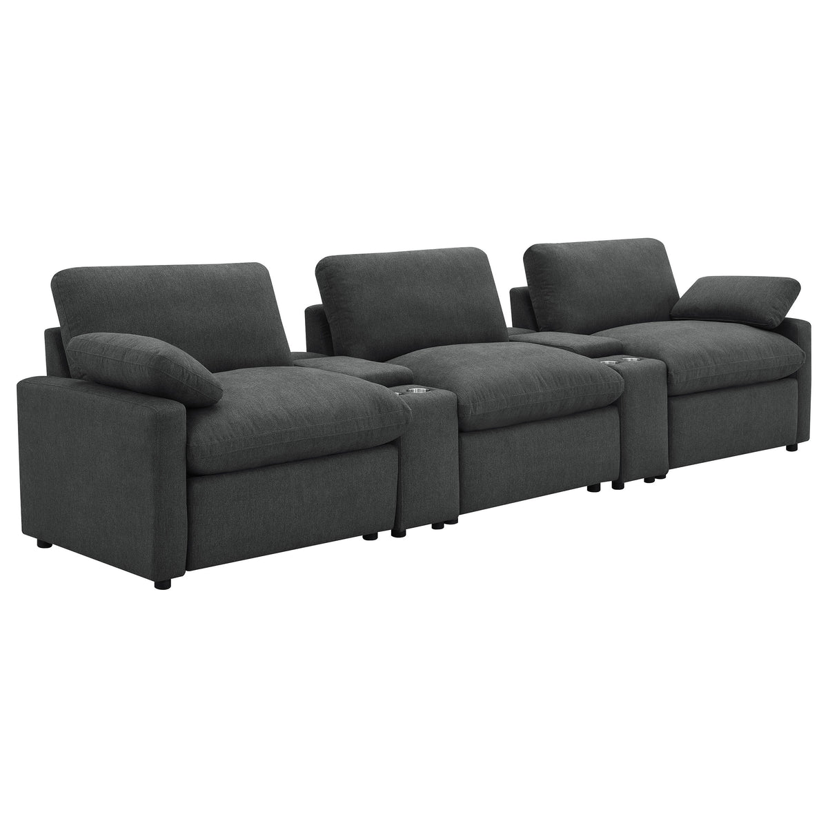 Collins Modular Power Reclining Sectional, Sofa & Home Theater Seating - 5pcs- Home Theater Seating (3 Recliners + 2 Consoles)