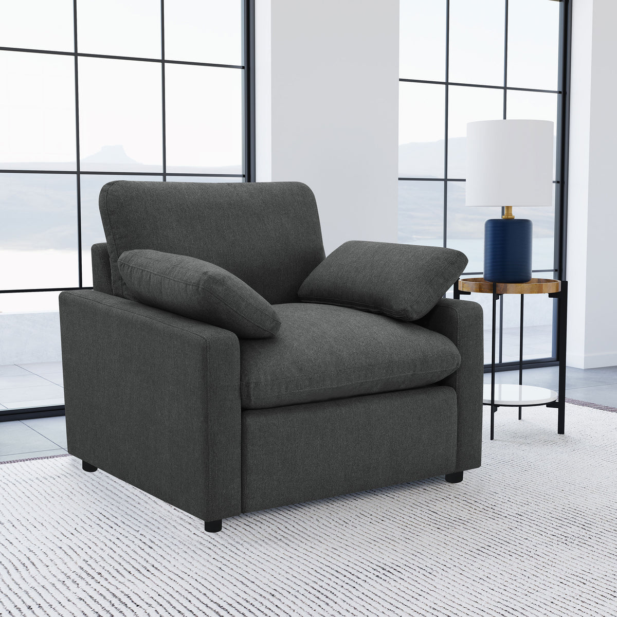 Collins Modular Power Reclining Sectional, Sofa & Home Theater Seating - Dark Grey Fabric - lifestyle