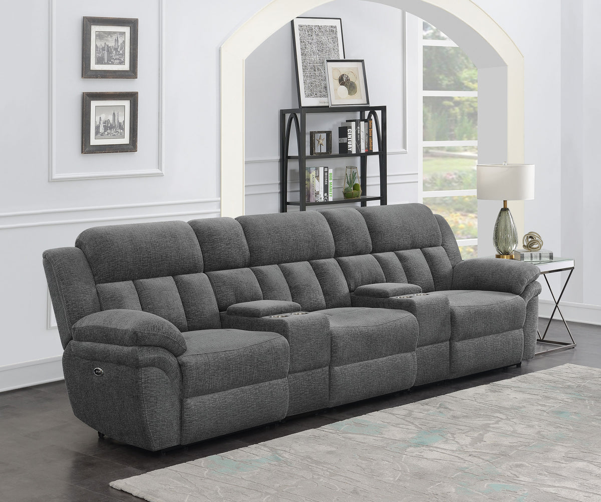 Bahrain Reclining Sectional, Sofa, Loveseat, Glider Recliner & Home Theater Seating - Charcoal Chenille, Manual or Power - lifestyle