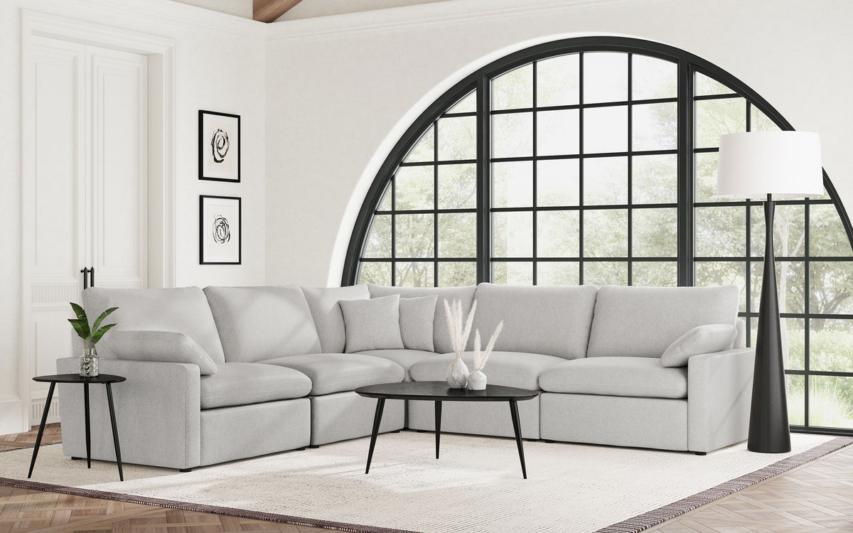 Collins Modular Power Reclining Sectional, Sofa & Theater Seating - Grey Fabric with Black Legs – view 1