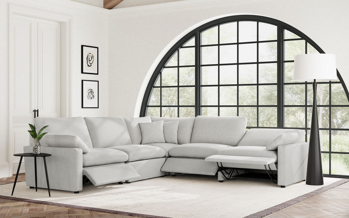Collins Modular Power Reclining Sectional, Sofa & Theater Seating - Grey Fabric with Black Legs – view 15