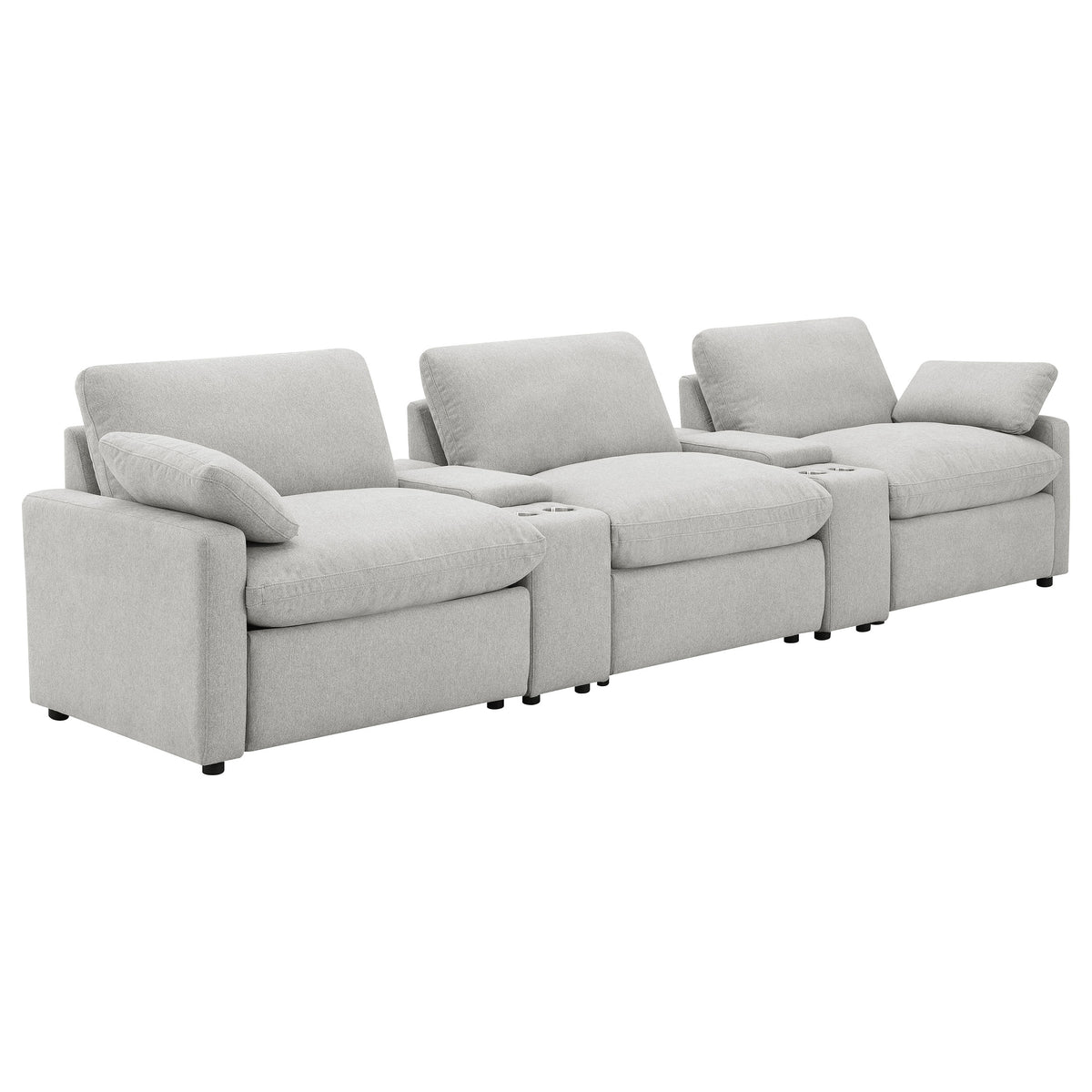 Collins Modular Power Reclining Sectional, Sofa & Theater Seating - 5pcs- Power Theater Seating (3 Recliners + 2 Consoles)