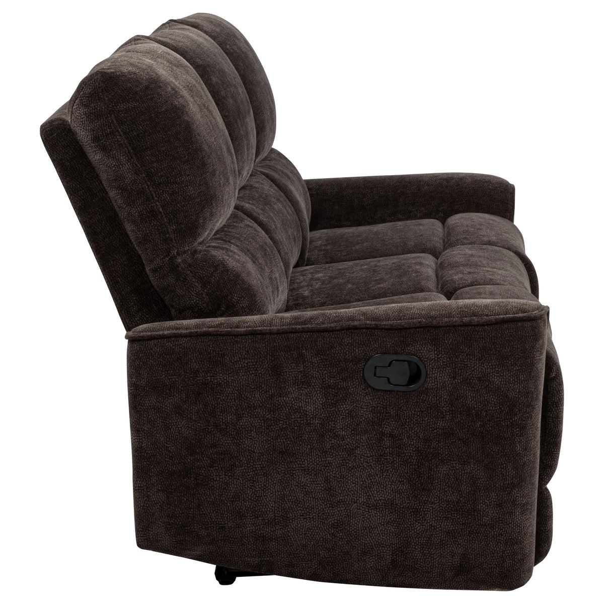 Navarro Reclining Sofa, Loveseat & Glider Recliner - Channel-Tufted Dark Brown Chenille Living Room Sets โ view 17