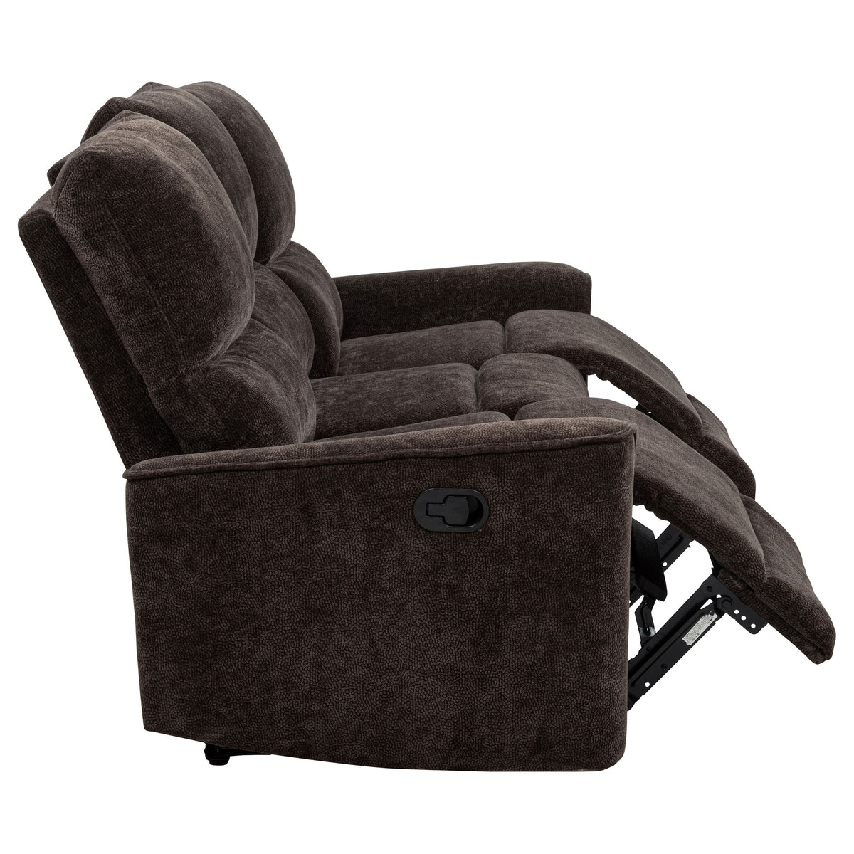 Navarro Reclining Sofa, Loveseat & Glider Recliner - Channel-Tufted Dark Brown Chenille Living Room Sets โ view 18
