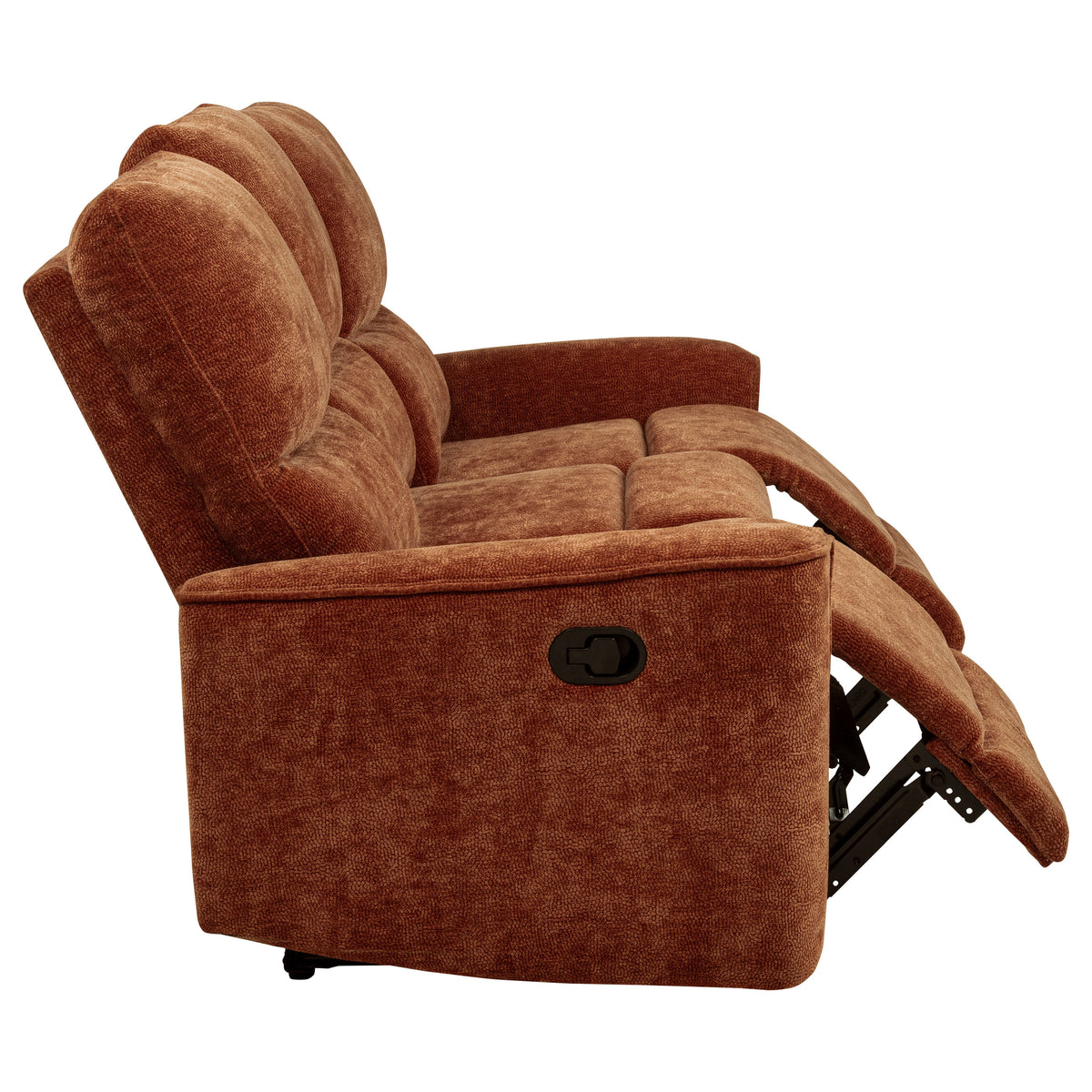 Navarro Reclining Sofa, Loveseat & Glider Recliner - Burnt Orange Chenille with Channel-Tufted Backs – view 17
