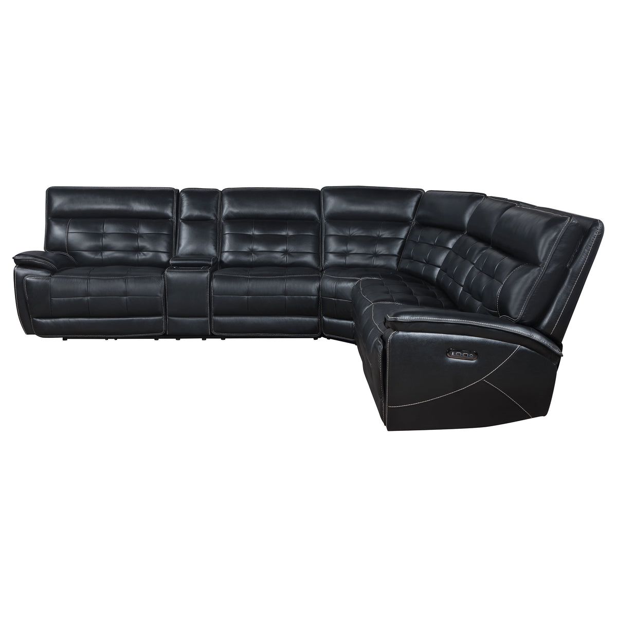 Hewitt 3-Piece Dual Power Reclining Sectional - Black Top Grain Leather with Power Headrests & Wireless Charging – view 5