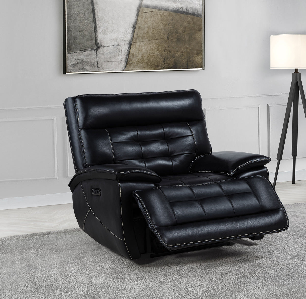 Hewitt Dual Power Recliner - Black Top Grain Leather with Power Headrest & USB-A/USB-C Charging – view 3