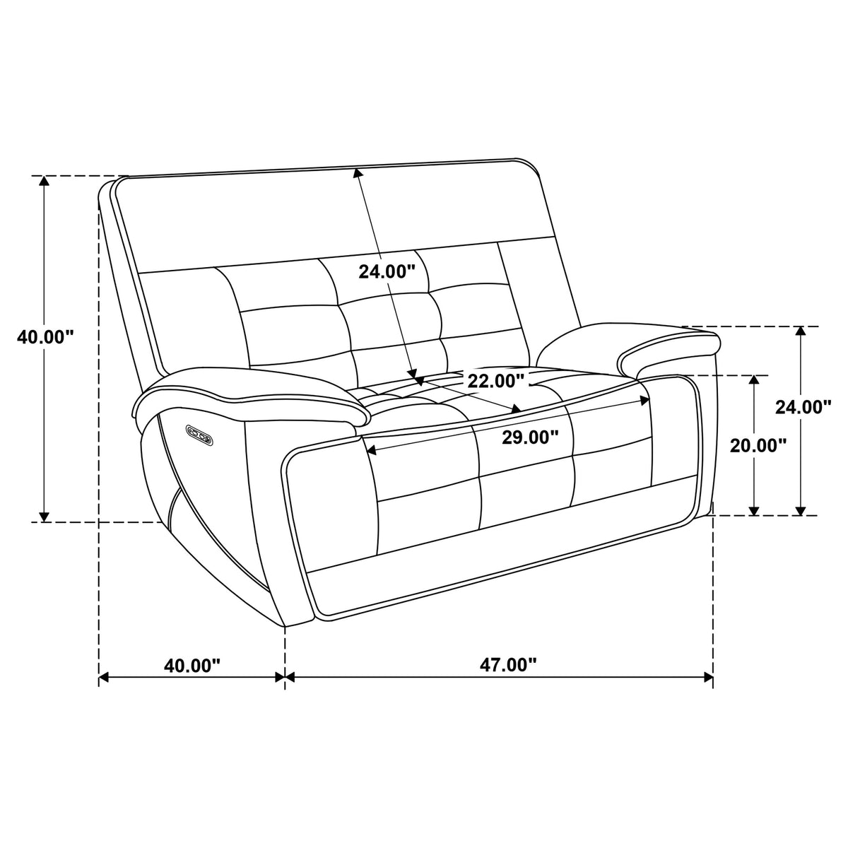 Hewitt Dual Power Recliner - Black Top Grain Leather with Power Headrest & USB-A/USB-C Charging – view 10