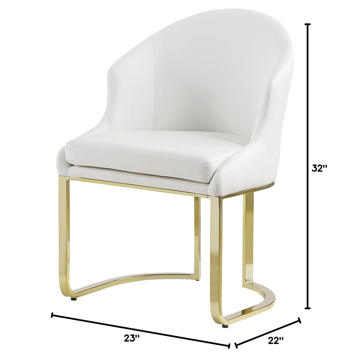 Desmond Contemporary Faux Leather Dining Chair with Gold Legs - side view