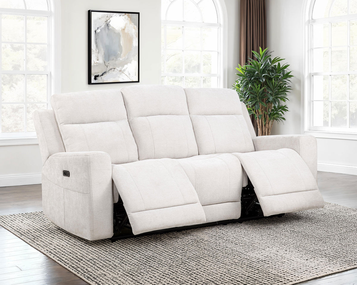 Kennett Power Reclining Sofa, Loveseat & Recliner - Ivory Chenille with USB-A & USB-C Charging – view 10