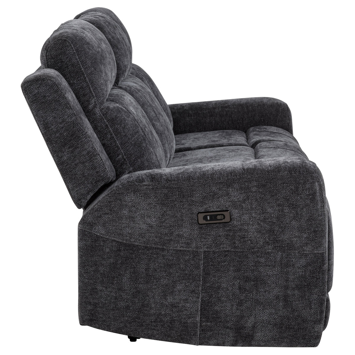 Kennett Power Reclining Sofa, Loveseat & Recliner - Dark Grey Chenille with USB Charging, Living Room Sets – view 11