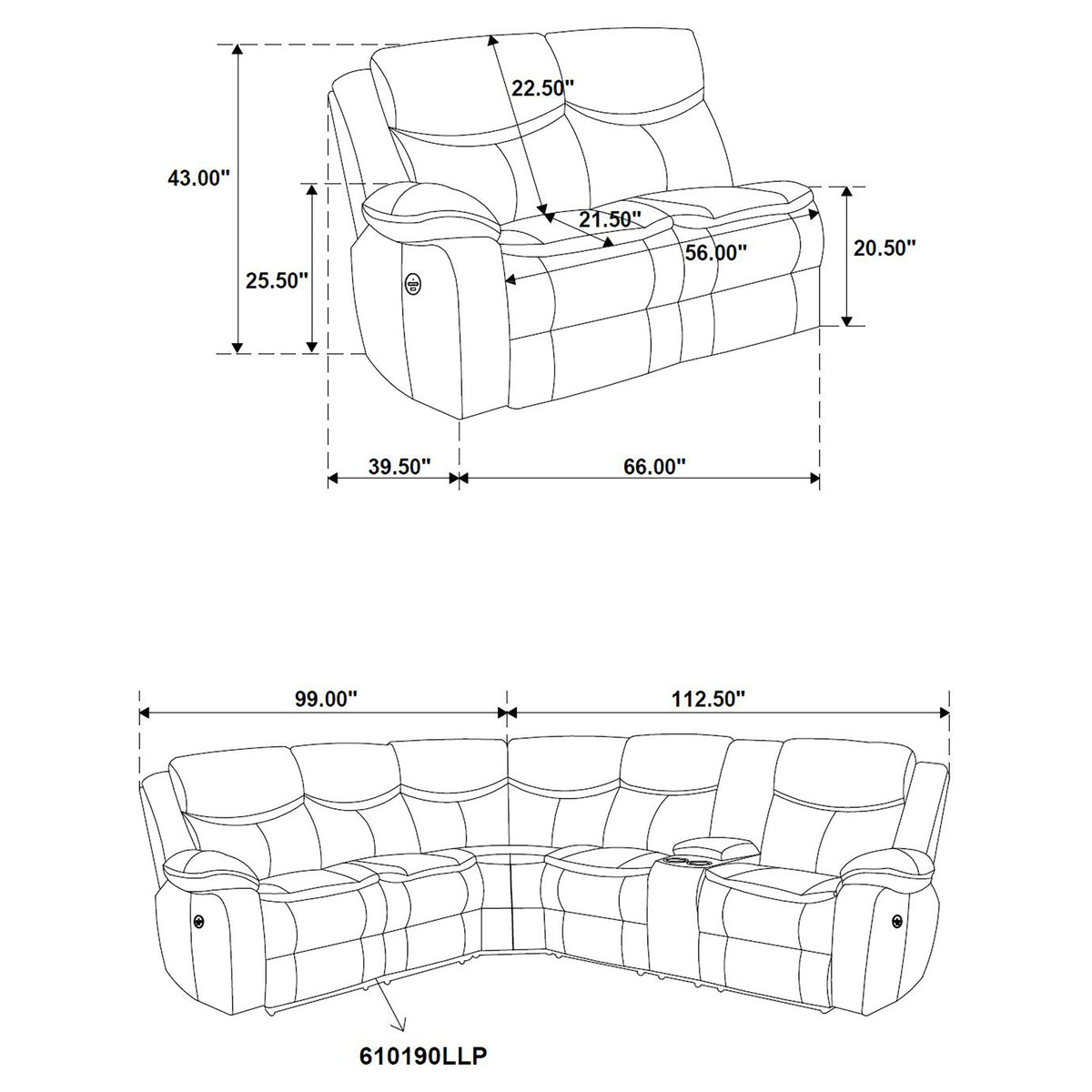Sycamore 3-Piece Power Reclining Sectional - Wall-Hugger Recline & Flip-Top Console in Dark Brown Faux Leather – view 12