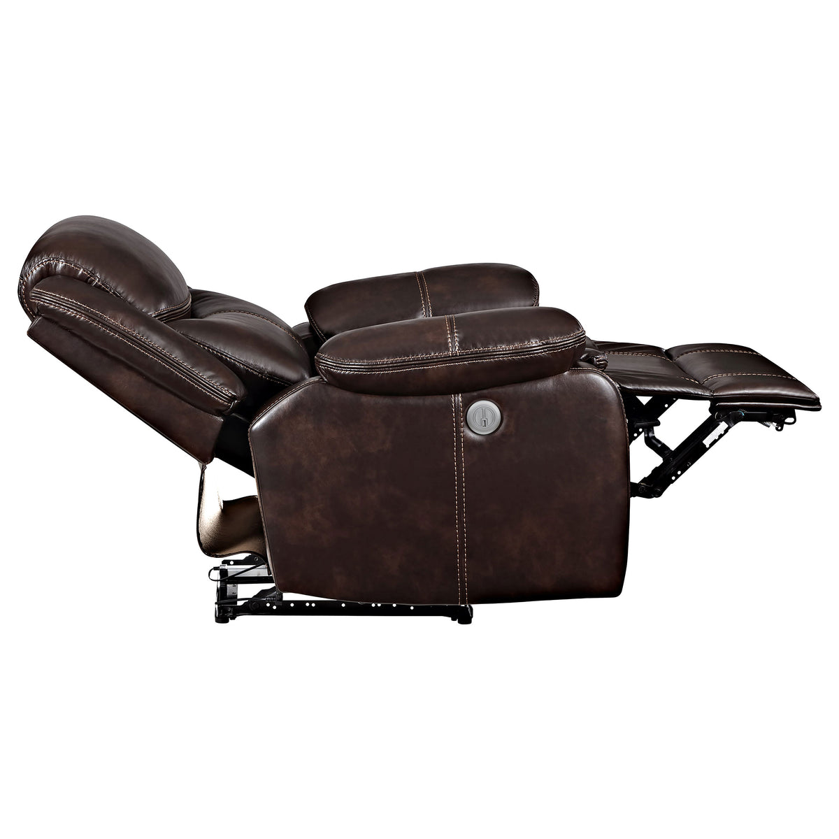 Sycamore Power Recliner with USB Port - Dark Brown Breathable Leatherette with Contrast Stitching – view 7