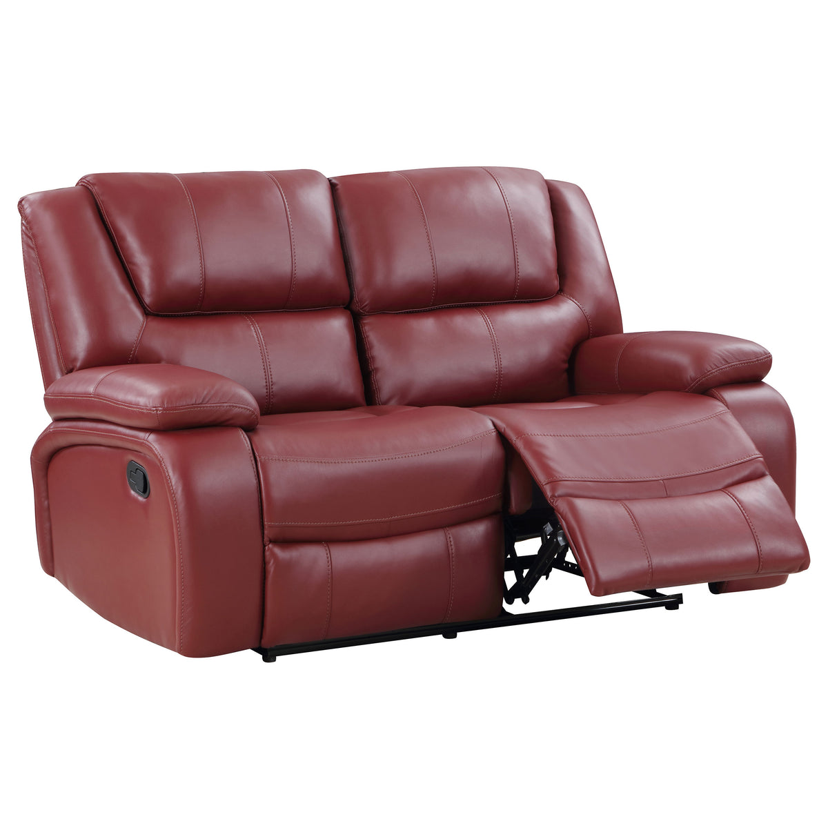 Camila Reclining Sofa, Loveseat & Glider Recliner - Red Leatherette Motion Living Room Sets โ view 20