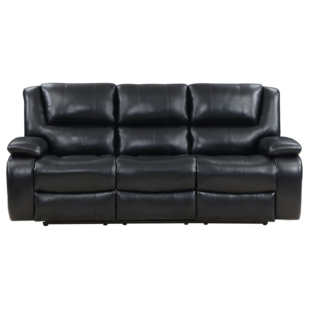 Camila Reclining Sofa, Loveseat & Glider Recliner - Black Faux Leather Motion Living Room Sets โ view 11