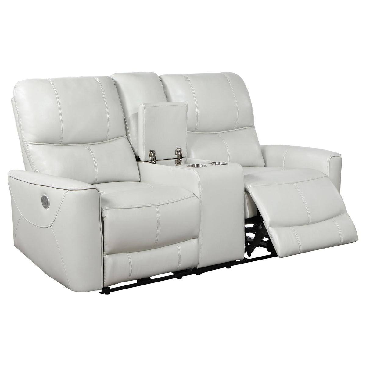 Greenfield Power Reclining Sofa, Loveseat & Recliner - Dove Grey Leatherette with USB Switch Panel – view 18