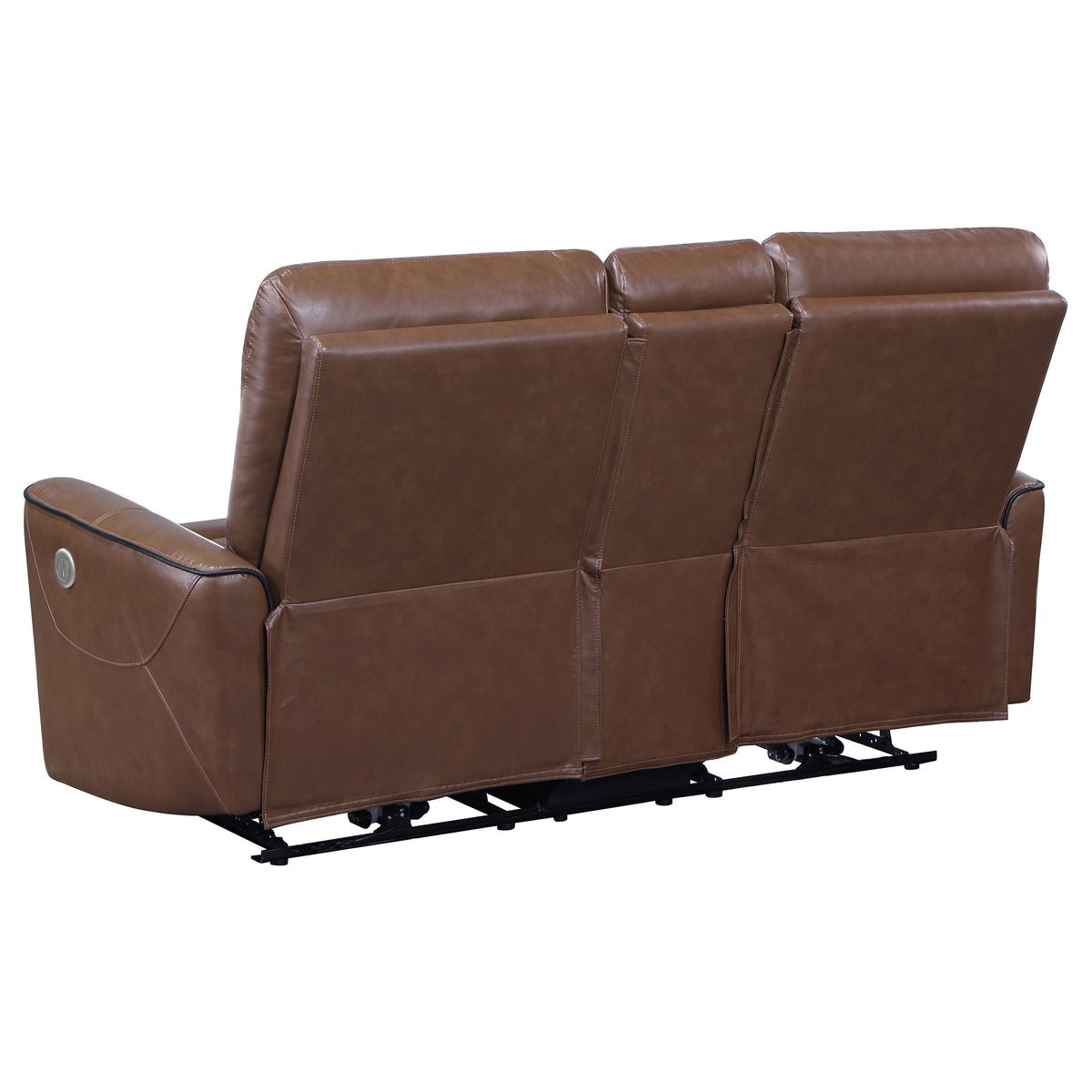 Greenfield Power Reclining Sofa, Loveseat & Recliner - Saddle Brown Leatherette with USB Charging