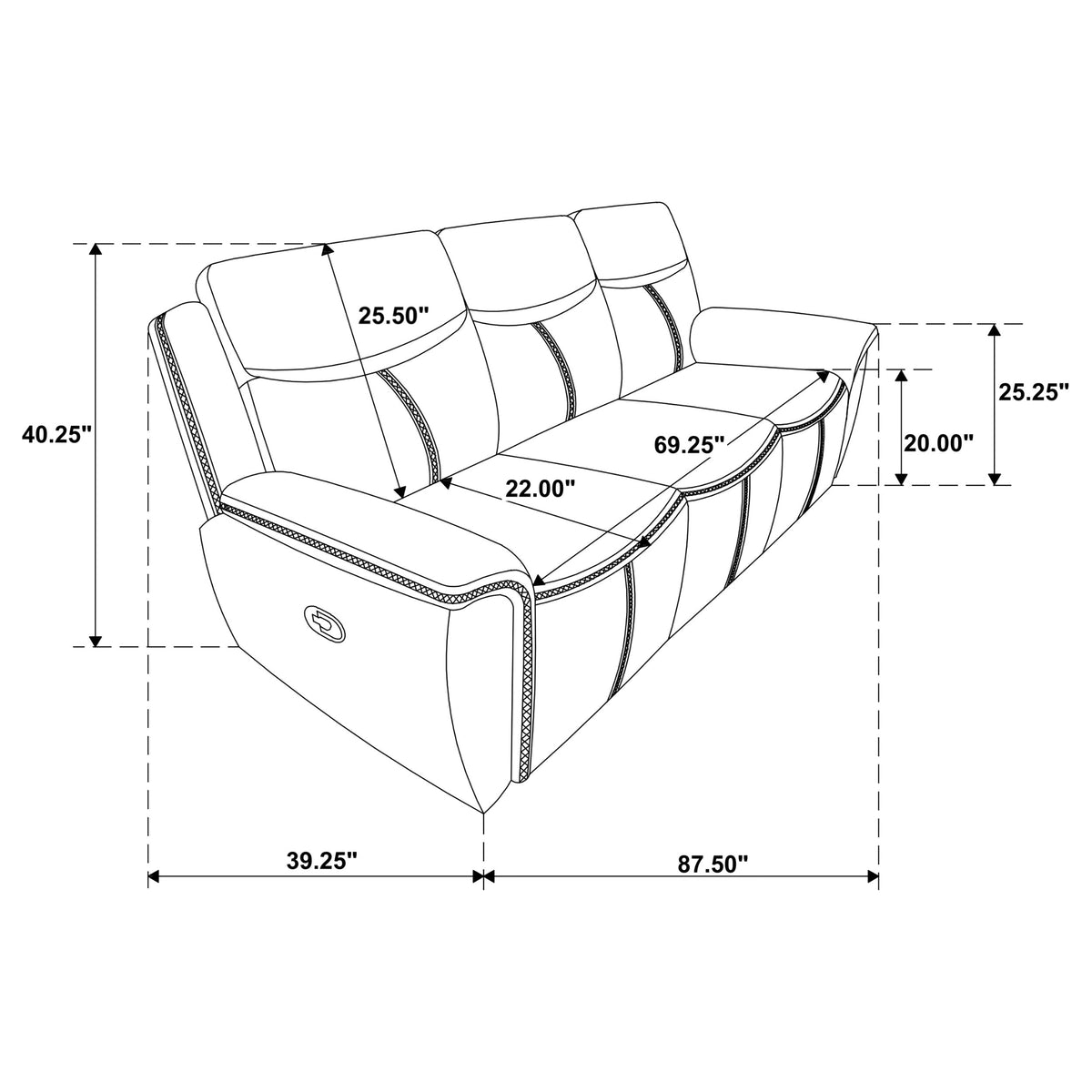 Sloane Reclining Sofa, Console Loveseat & Recliner - Blue Faux Leather with Power Outlet, USB & Cup Holders – view 15