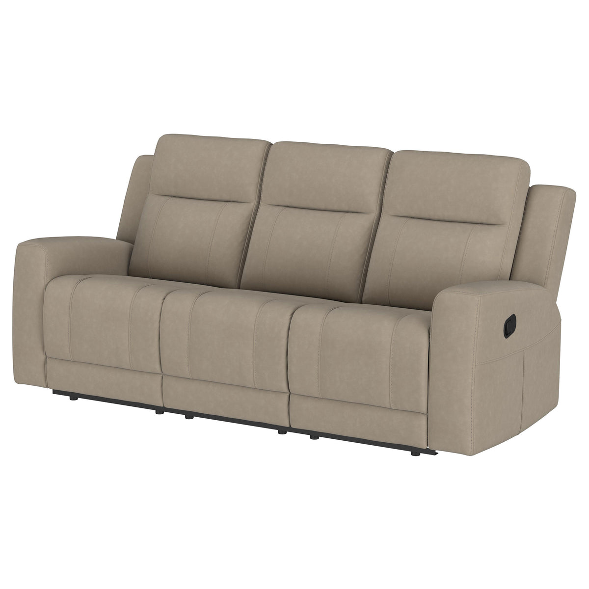 Brentwood Reclining Sofa, Loveseat & Rocker Recliner - Taupe Suede-Like Fabric with Track Arms – view 8