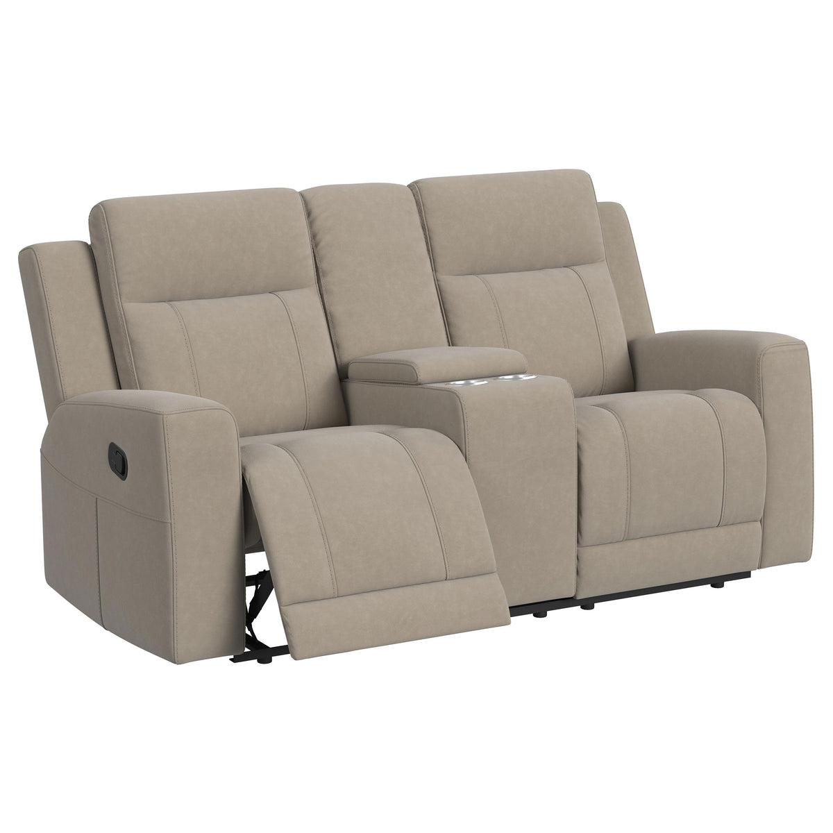 Brentwood Reclining Sofa, Loveseat & Rocker Recliner - Taupe Suede-Like Fabric with Track Arms – view 18