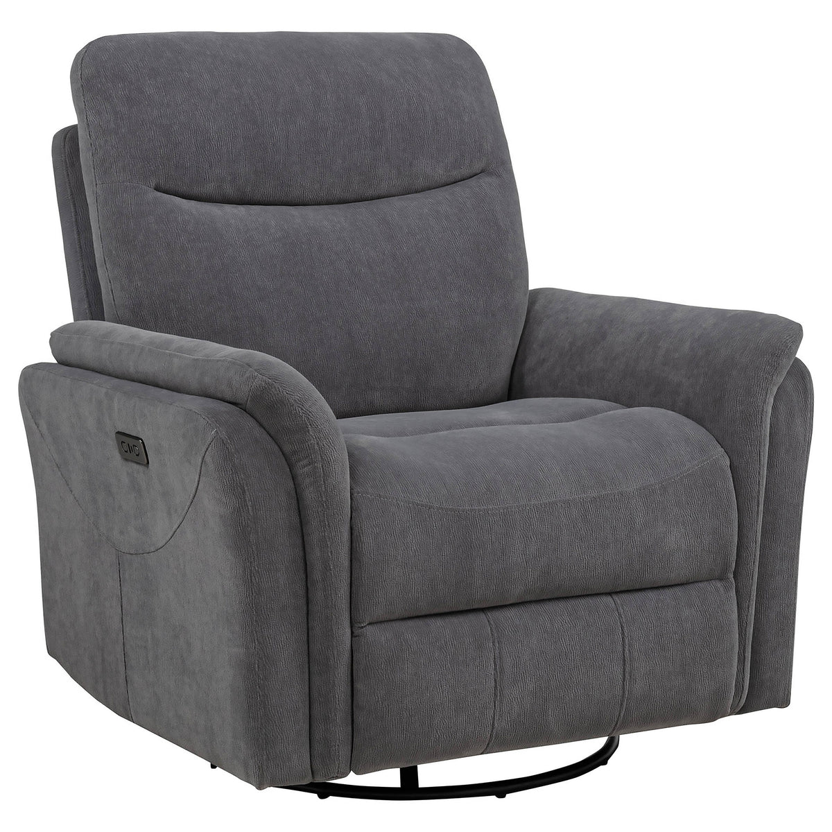 Adler Power Swivel Glider Recliner - Charcoal Grey Fabric with USB-A & USB-C Charging – view 4