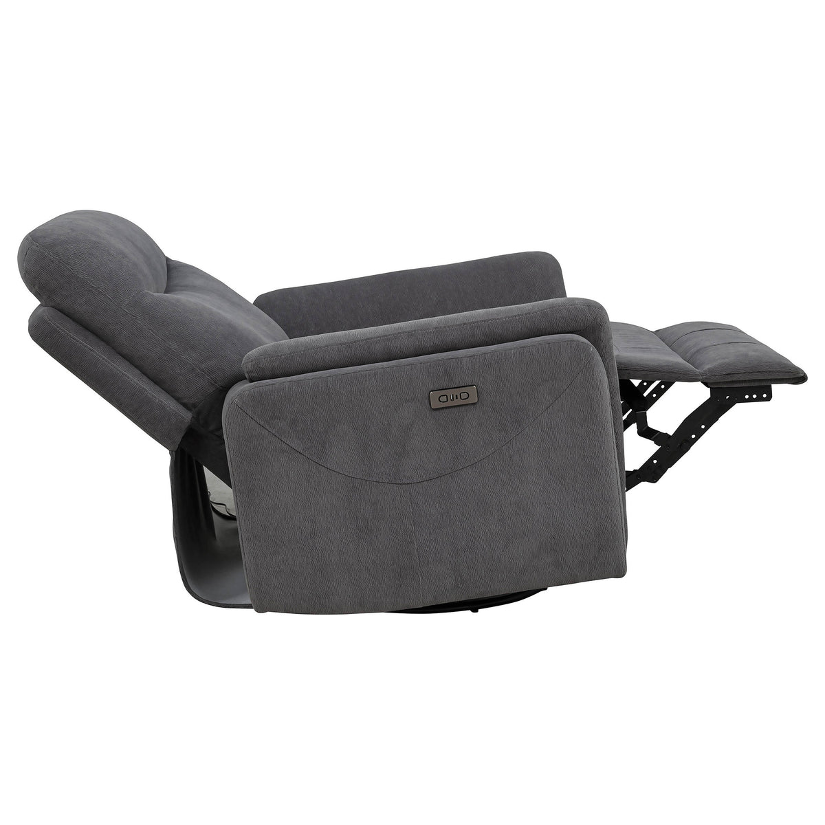 Adler Power Swivel Glider Recliner - Charcoal Grey Fabric with USB-A & USB-C Charging – view 8