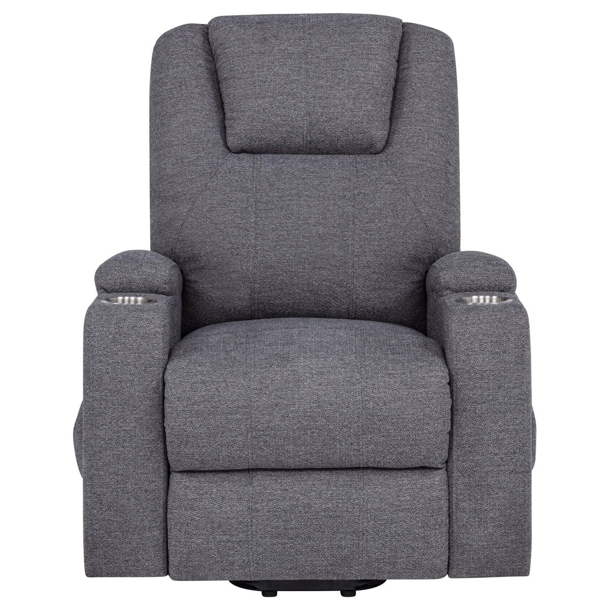 Louie Power Lift Recliner with Heat & Massage - Dark Grey Chenille with Cup Holders – view 8