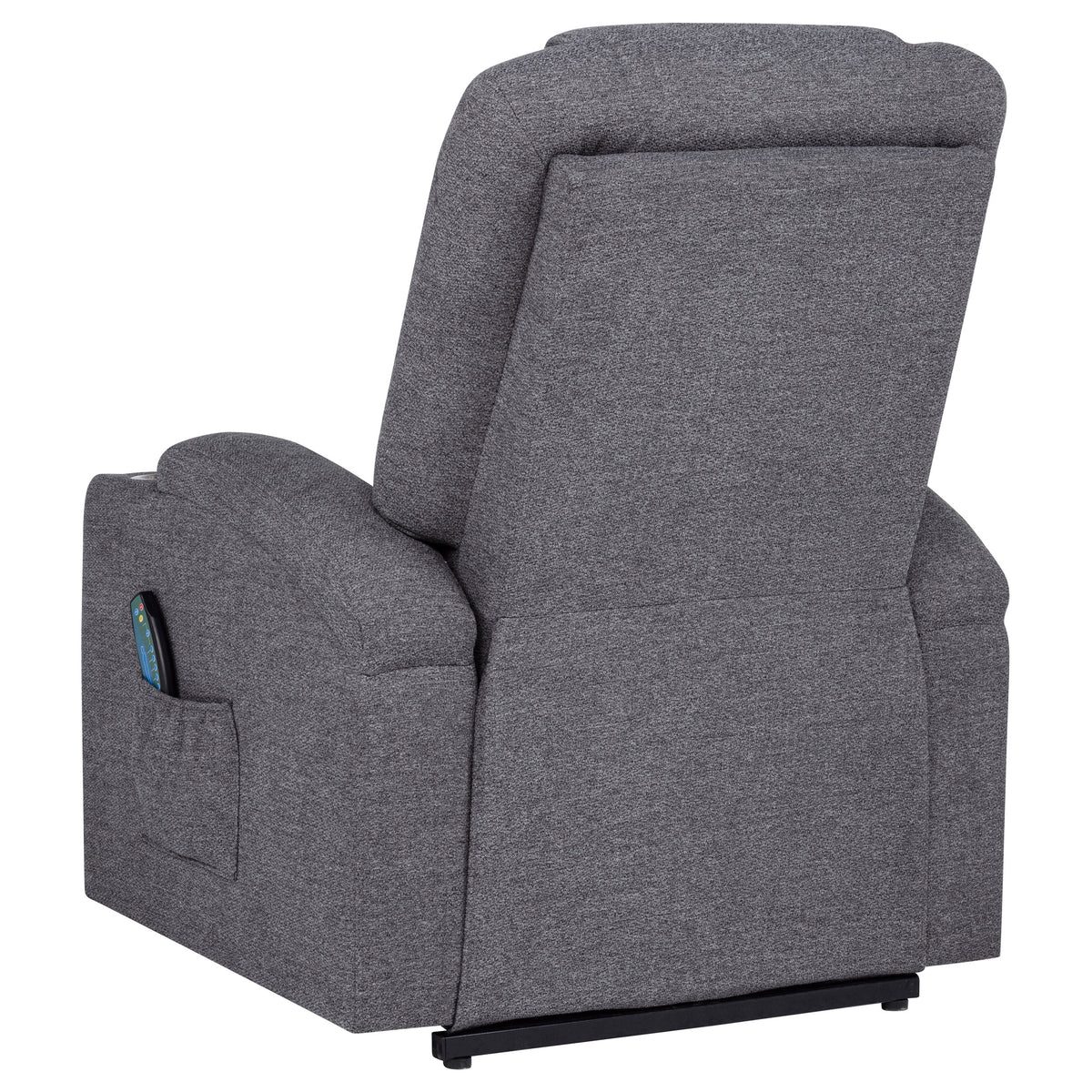 Louie Power Lift Recliner with Heat & Massage - Dark Grey Chenille with Cup Holders – view 9