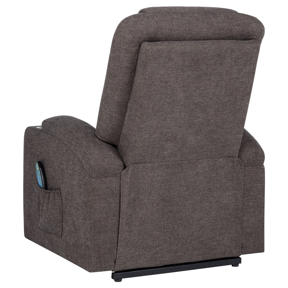 Louie Power Lift Recliner with Heat & Massage - Brown Chenille with Cup Holders & Side Pockets – view 9