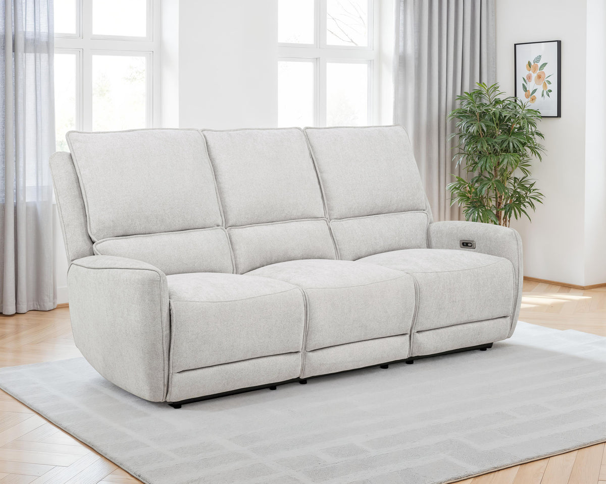Sylmar Power Reclining Sofa, Loveseat & Recliner - Dove Grey Chenille with Push-Button Recline – view 1