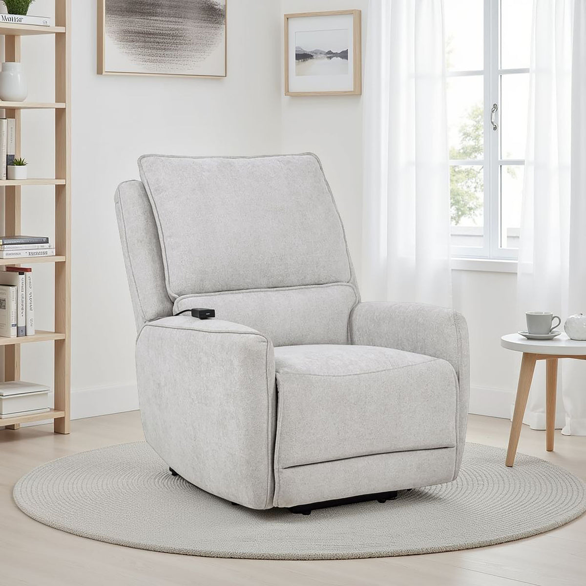Sylmar Dual Power Lift Recliner - Adjustable Headrest, USB-A & USB-C in Dove Grey Chenille – view 1