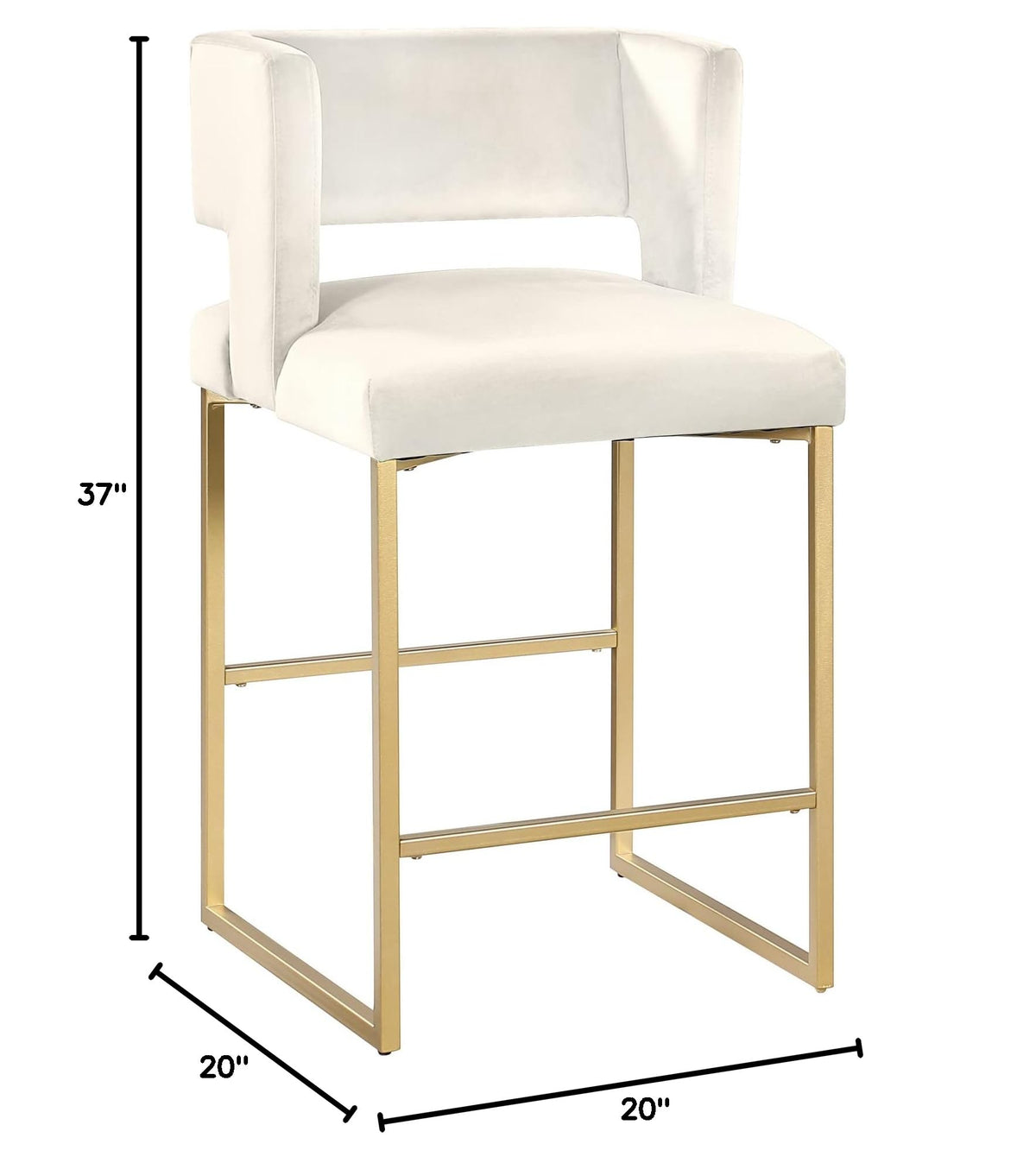 Leonard 36" Velvet Counter Height Stool - side view