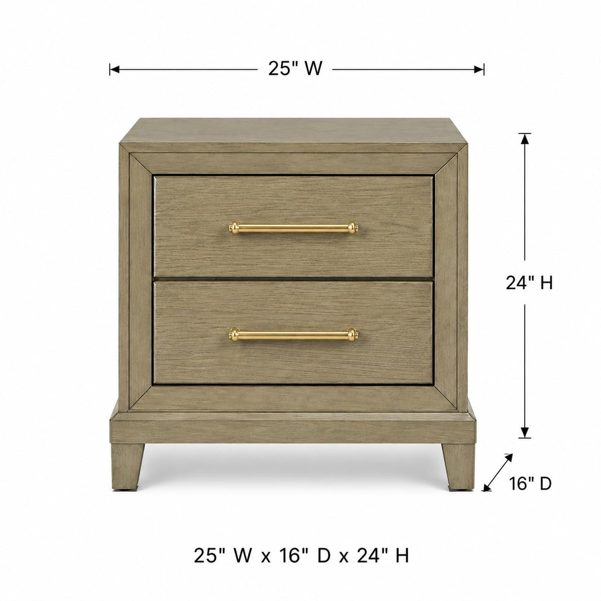 Dove 2-Drawer Wood Nightstand in Rustic Beige β dimensions