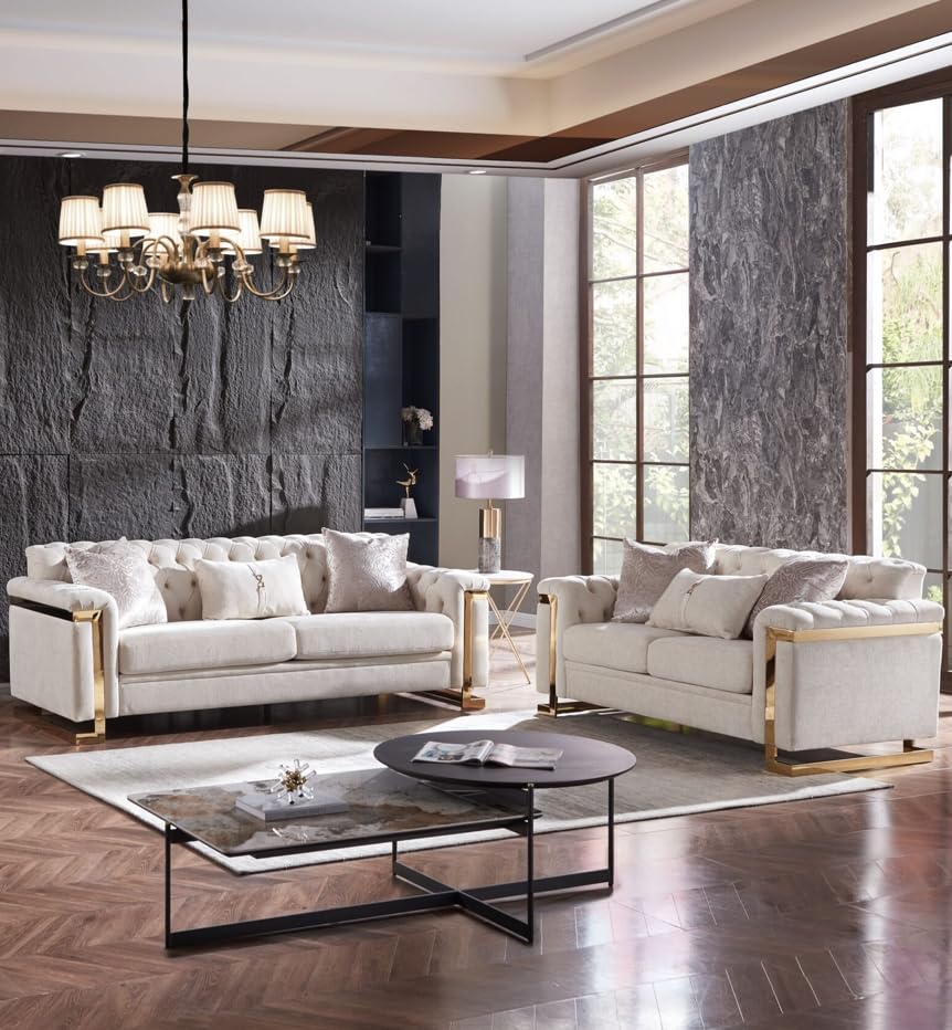 Chloe Beige Sofa & Loveseat Set — collection view; check selected pieces