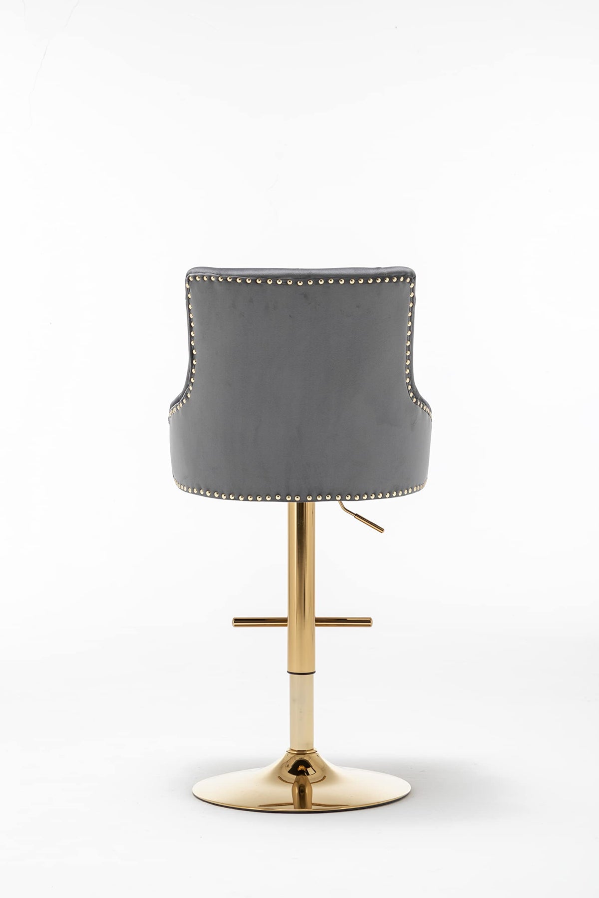 Brightcast 2-Piece Velvet Tufted Gold Bar Stools in Dark Gray - side view