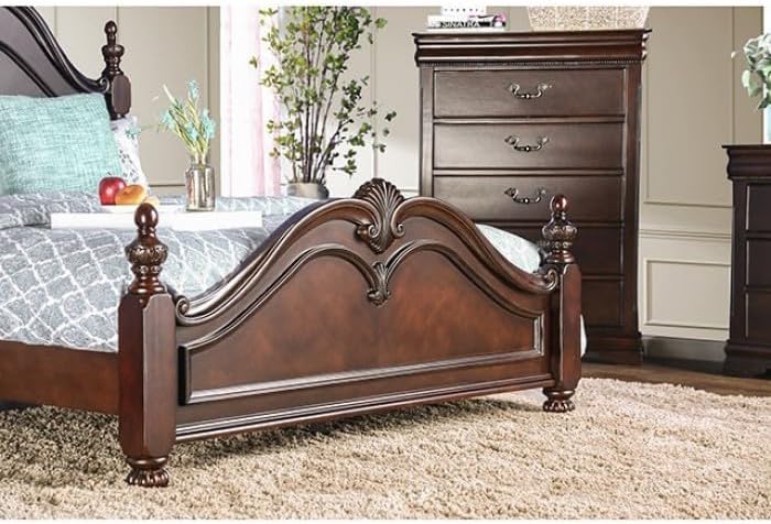 Mandura Traditional Cherry Wood Queen Bedroom Set - English Style & Solid Wood Construction