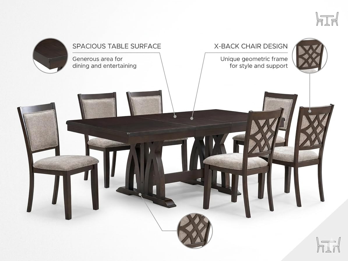 Vega Deep Dark Wood 7-Piece Dining Set — product view 3