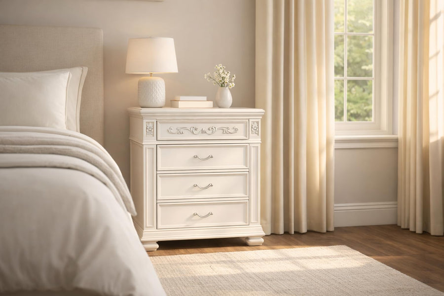 Valentina White Wood Nightstand