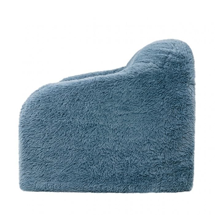Vander Boneless Barrel Accent Chair in Ocean Blue Faux Fur – view 4