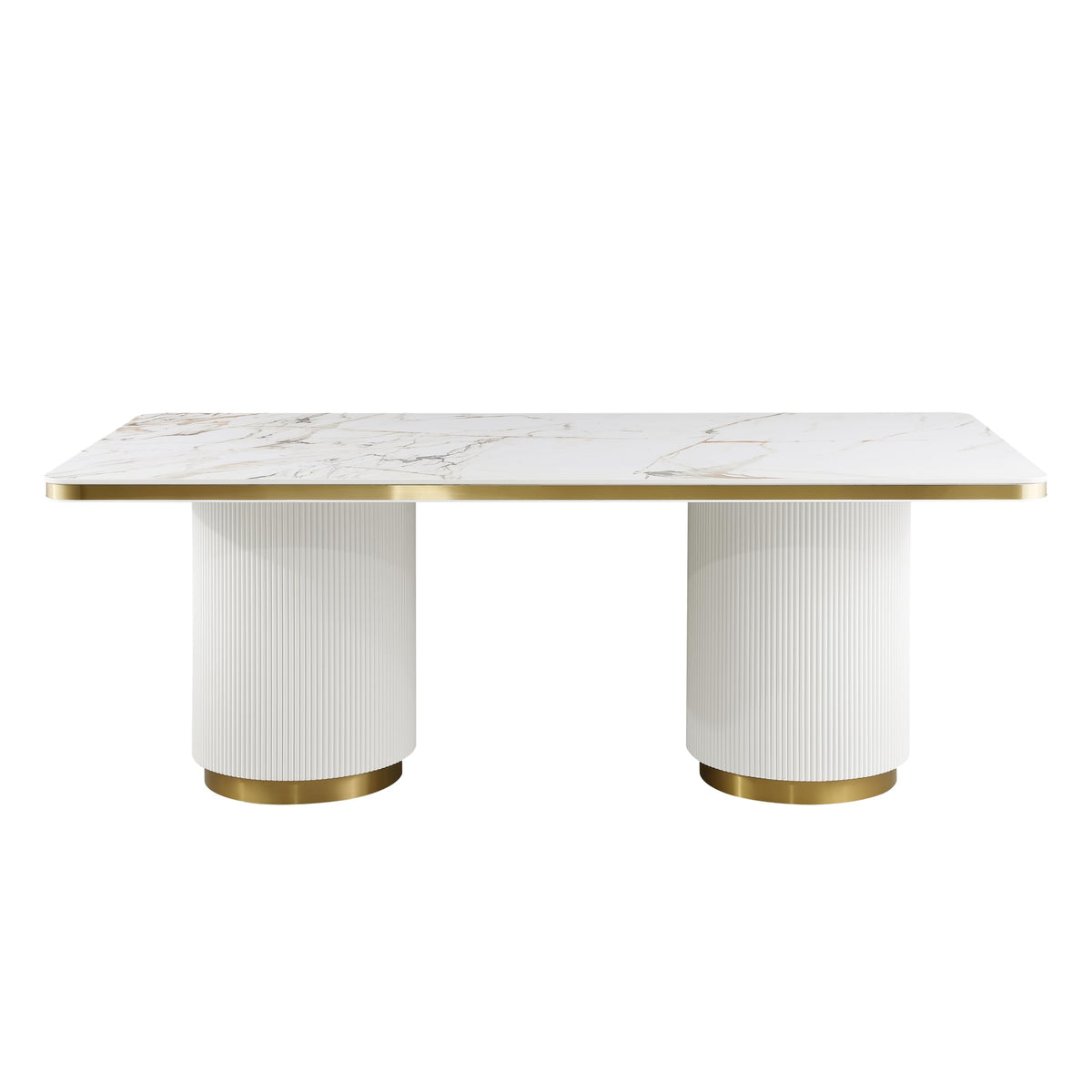 Trandell 79" Modern Glam Rectangle Faux Marble Top Dining Table - detail view
