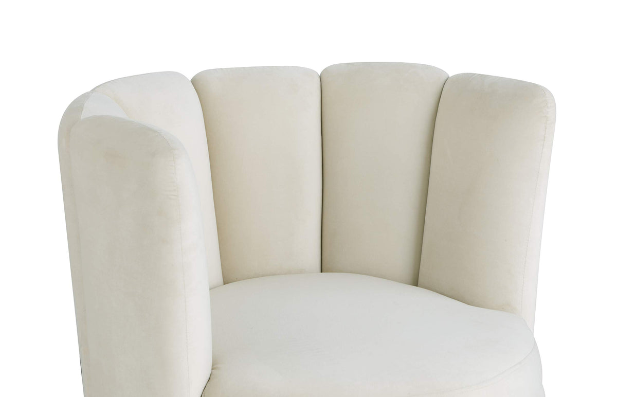 Modern Velvet New Swivel Accent Chair in Cream - back view