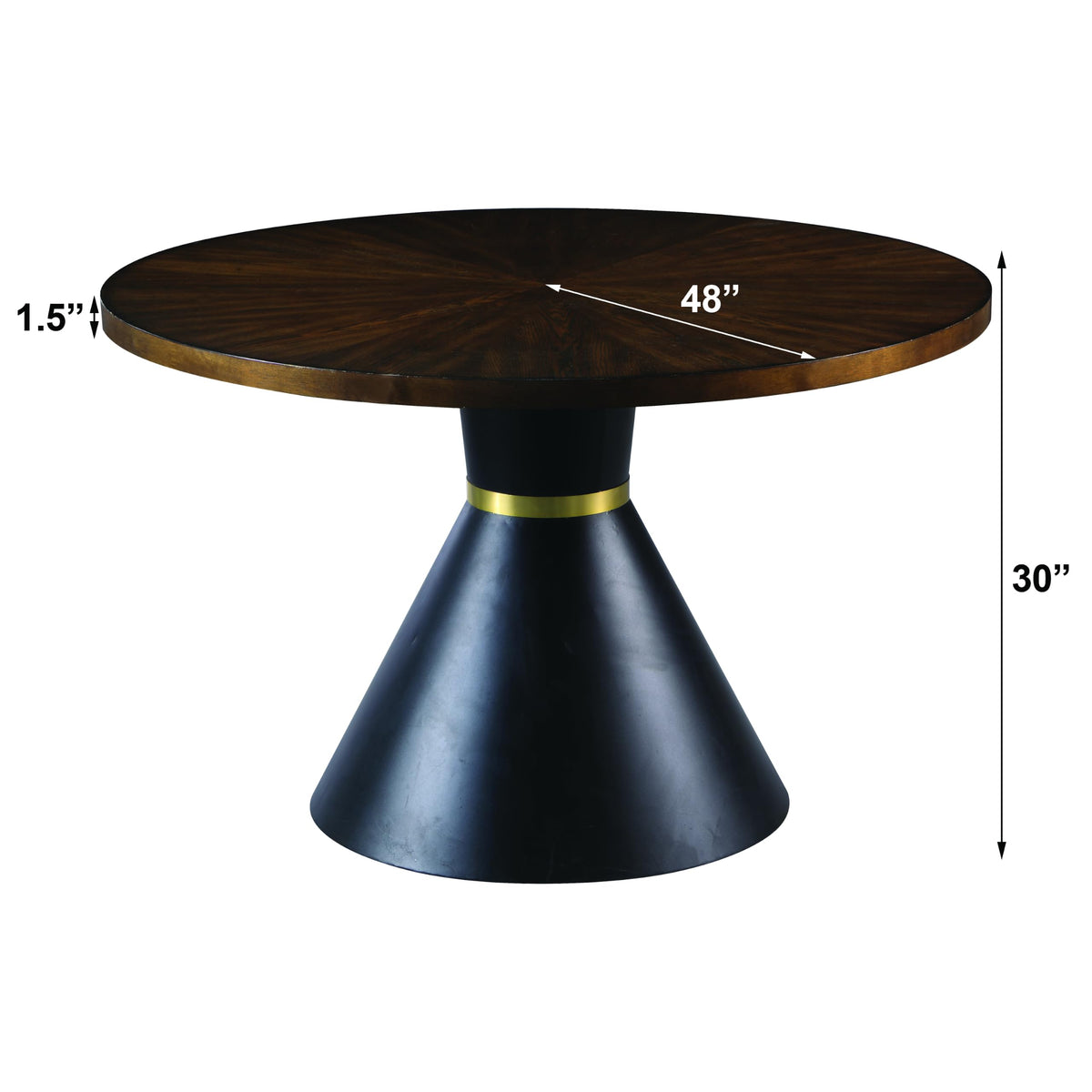 Henrietta 48" Round Pedestal Dining Table with Gold Trim Ring