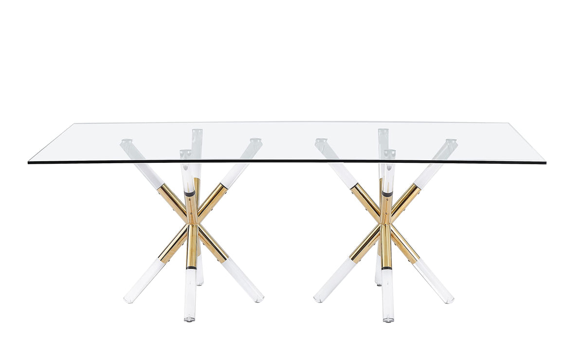 Dalton Rectangular Glass Gold Dining Table