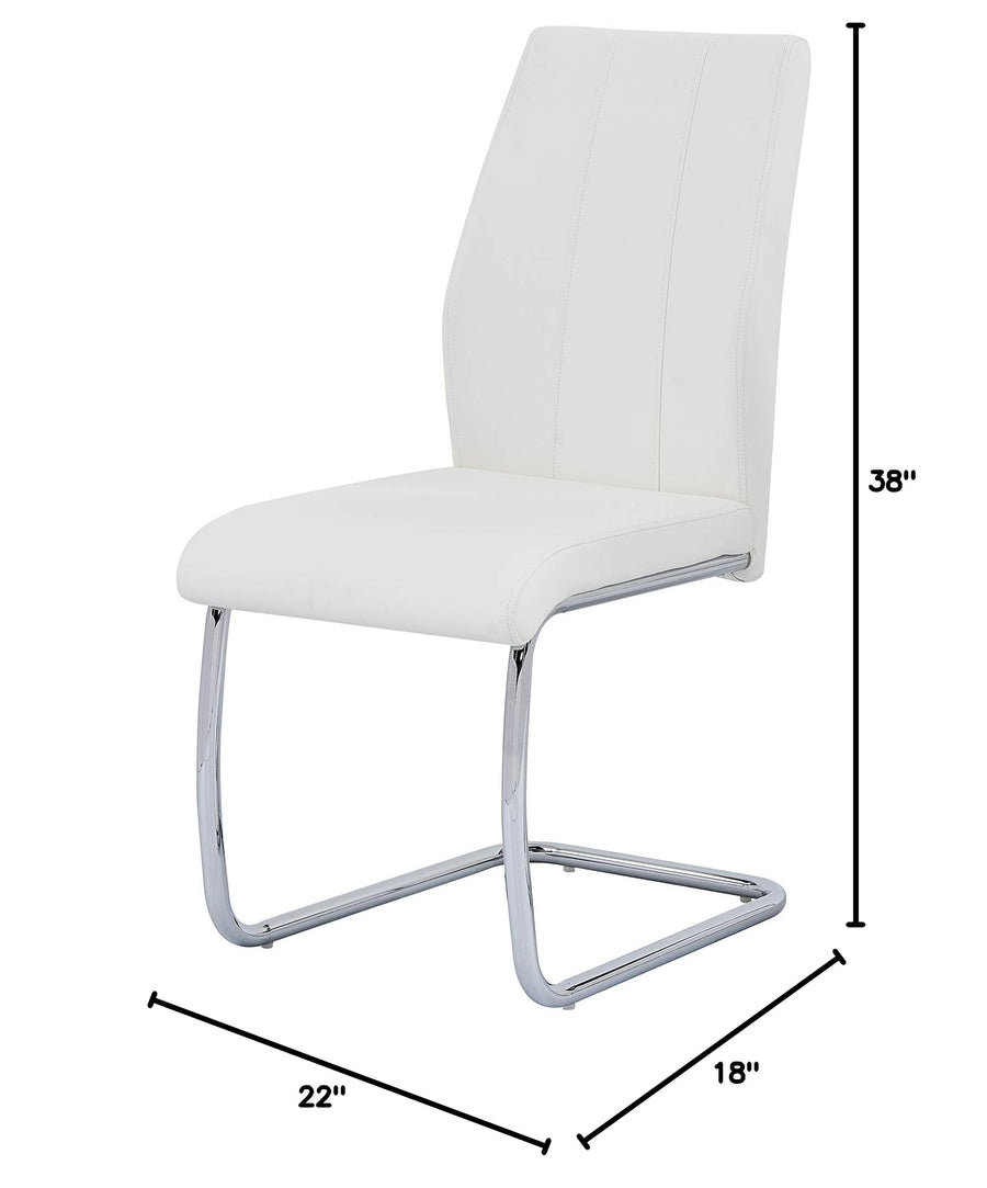 Barton Modern Dining Chairs - Set of 2, Faux Leather Cushioned Seats in White