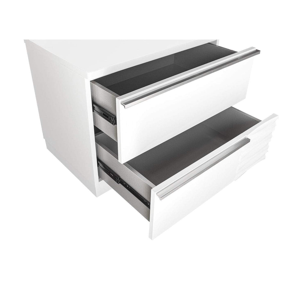 Athens 2-Drawer Poplar Wood Bedroom Nightstand in White Lacquer - angle view